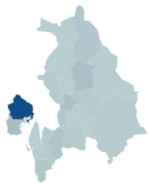KOMMUNEFORDELT EKSPORT Figur 6: Total eksport i Akershus i 217 fordelt på kommuner. Kilde: SSB og Menon Economics Figur 7: Eksport per sysselsatt i Akershus i 217 fordelt på kommuner.