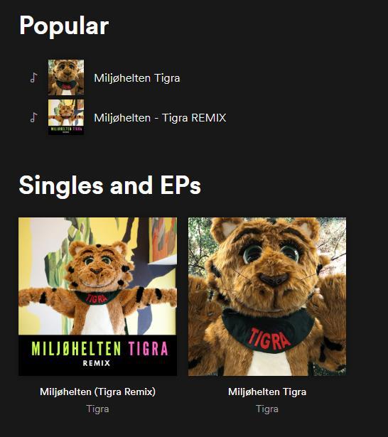 Sangen Sangen til Miljøhelten Tigra finner du på Spotify: https://open.spotify.