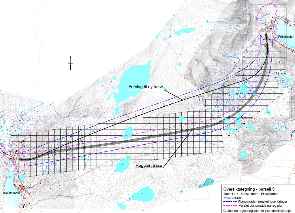 tunnelutslag i Fiskefjorden i Tjeldsund. Figur 3: Oversiktstegning plan- og profil fra profil 11250 13165.