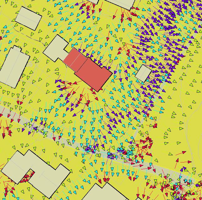 Nedbørfelt etter utbygging Nedbørfelt sammensetning Overflate Areal m2 Avrenningskoef. Redusert areal m2 Tak 789 0.8 631.2 Grusareal 20 0.3 6 Plen 1810 0.3 543 Asfalt 165 0.7 116 Fjellskjæring 0 0.