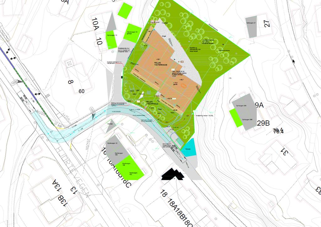 Vedlegg: Vedlegg 1: Detaljregulering, Hjortevegen Vedlegg 2: Utomhusplan Hjortevegen med sporinger.