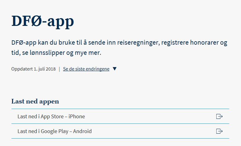 Nedlasting av DFØ-appen Appen hentes her: