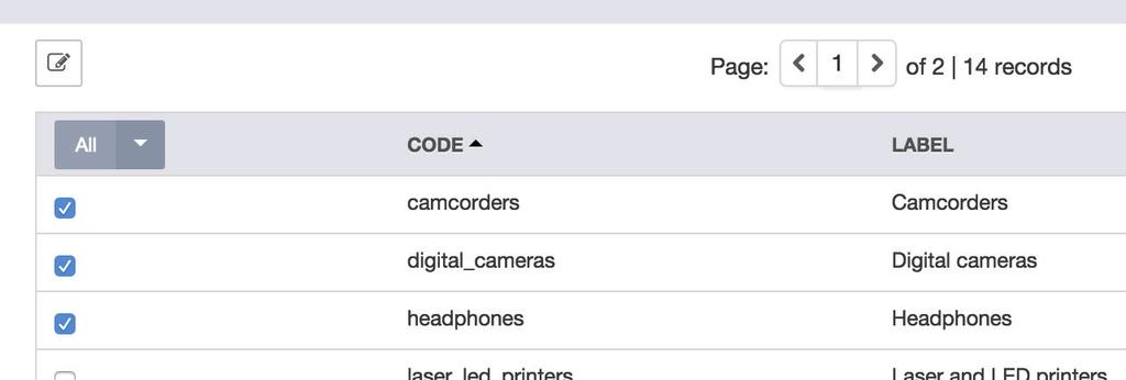 Add the same attributes in several families To add the same attributes in several: 1. Go to Settings > Families to display the family datagrid 2.