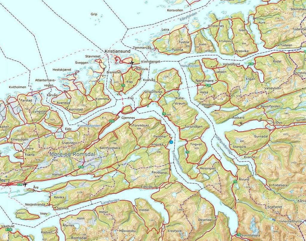 2. Områdebeskrivelse Målepunktet for Sjølsvik ligger i Gjemnes kommune, Møre og Romsdal. Sjølsvik ligger på vestsiden av Tingvollfjorden.
