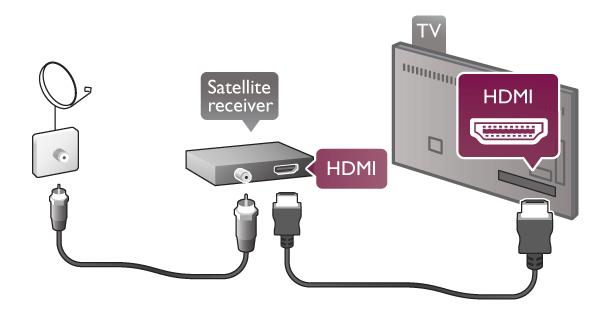 Koble parabolantennekabelen til satellittmottakeren. Koble til Bruk en HDMI-kabel til å koble et hjemmekinoanlegg (HTS) til TVen.