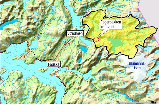 1. INNLEDNING Fagerbakken kraftverk kommer til å utnytte fallet i Fagerbakkelva mellom kote 500 og kote 74, en brutto fallhøyde på 426 meter, som gir en installert effekt på 4,9 MW og en