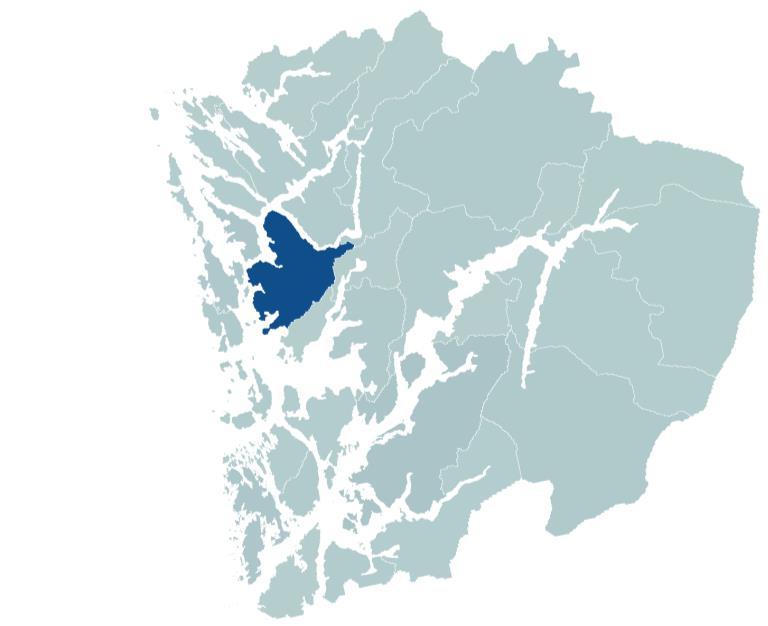 Kilde: SSB og Menon Economics Figuren til venstre viser eksport fordelt på de ulike kommunene i Hordaland.