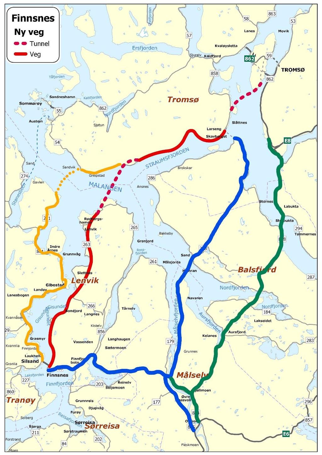 Konsepter Hovedalternativ 3 og 4 3. Finnsnes/Bardufoss-Fv.