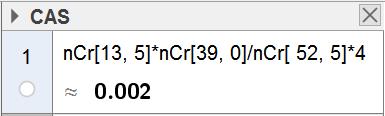 c Vi hr en ny hypergeometrisk snnsynlighetsfordeling: 13 39 ( )( ) P(lle kortene du trekker hr smme frge) = 5 ( ) 0 4 5 5 Vi løser tilsvrende som i oppgve : Snnsynligheten er ltså 0, 00 = 0, 0 % for