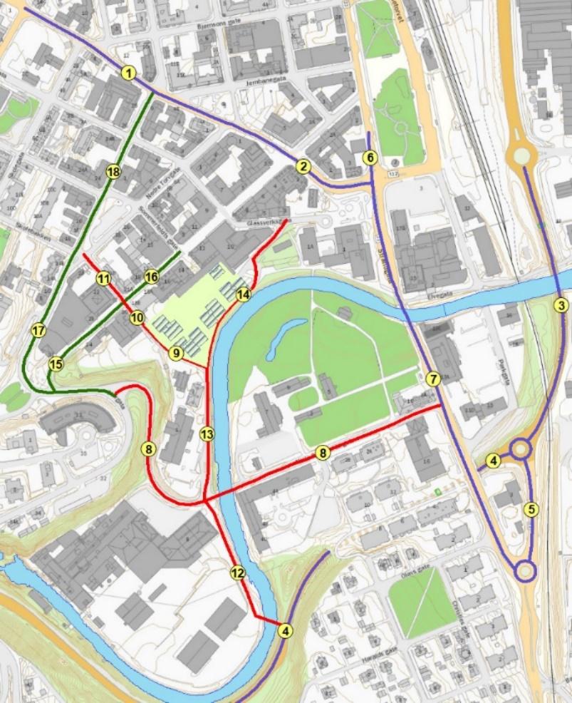 Kildegruppe Støykilder, årsdøgntrafikk (ÅDT) 2031 Kjøretøy Kjøre fart nr Veg ÅDT-kilde ÅDT Km/t %-andel store kjøretøy Lydeffektnivå pr.