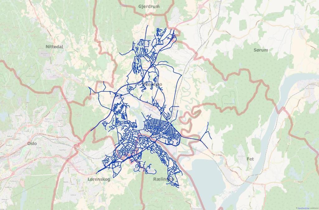 2 Aimsunmodell for Lillestrøm Aimsun Lillestrøm er etablert som en mikroskopisk trafikkmodell i trafikksimuleringsverktøyet Aimsun.