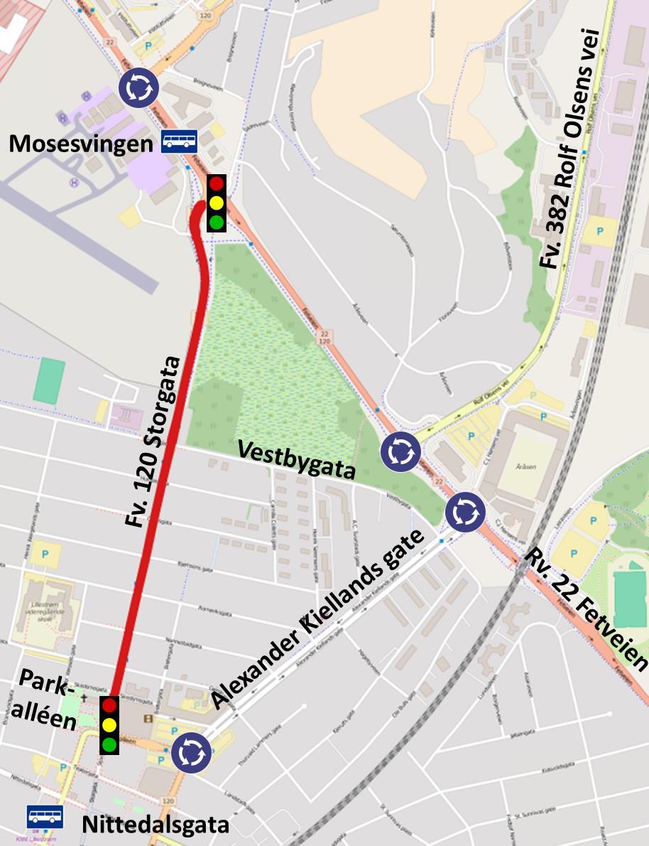 5.2 Tiltaksbeskrivelse Tiltaket går ut på å lage en hovedkollektivakse mellom Kjeller og Lillestrøm.