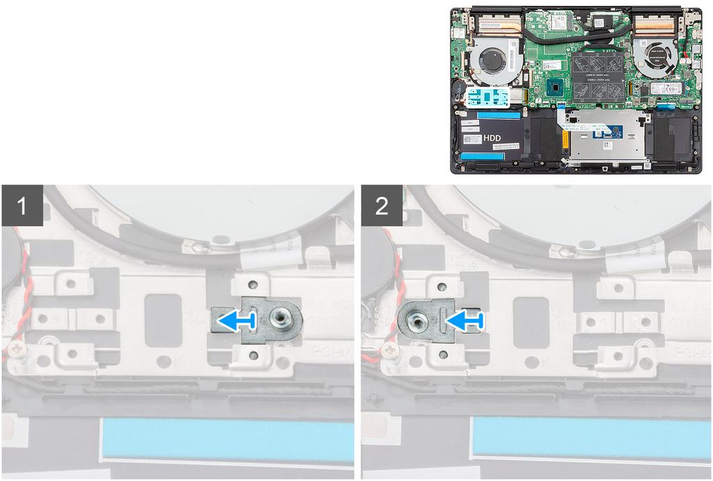 Figuren viser plasseringen av harddisken, og gir en visuell fremstilling av fremgangsmåten for å sette den inn.