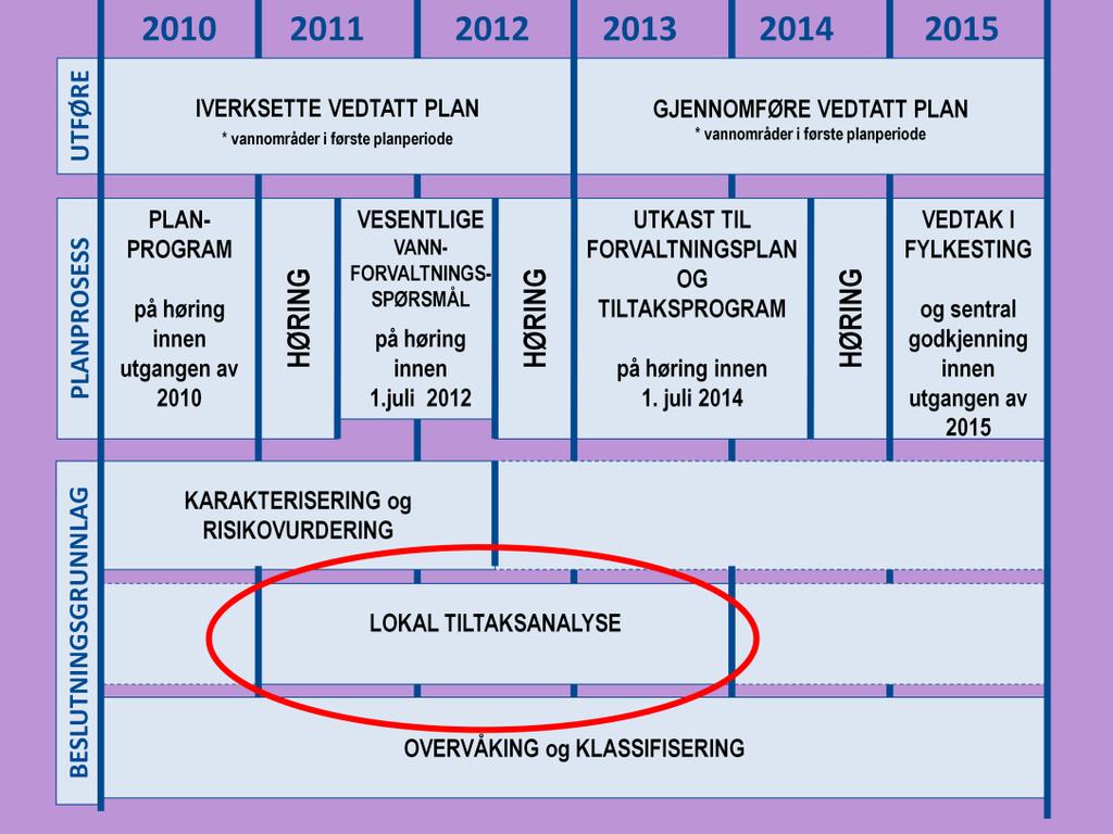 Den lokale tiltaksanalysen skal gjennomføres på bakgrunn av karakterisering og