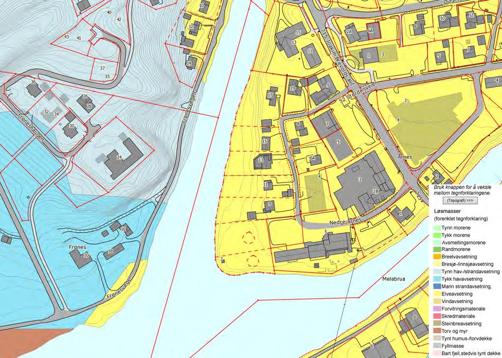 Bru over Norddalselva Geoteknisk datarapport multiconsult.no 3 Topografi og grunnforhold Bru over Norddalselva Figur 2 Kvartærgeologisk kart over området (kilde: www.ngu.no) 3.
