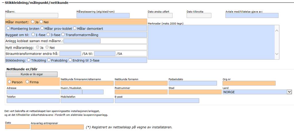 Tilbakemelding fra nettselskap Tilbakemelding av fra nettselskap til installatør på forhåndsmeldinger. Nettdata for aktuelt tilknytningspunkt opplyses her.