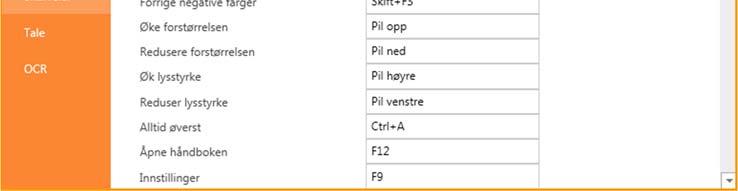 tastekombinasjonen. Du kan angi to ulike kombinasjoner for samme kommando.