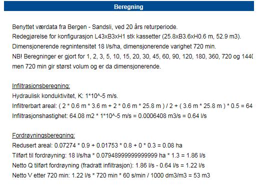 Avrenningsfaktor (C) Avrenning (Q) Med Cmidl = (C1A1 + C2A2 + + CnAn) / (A1 + A2 + + An) Nedbørsfeltet til planområde (før utbygging) = 0,59 0,40+(1-0,59) 0,9 = 0,60 Nedbørsfeltet til planområde