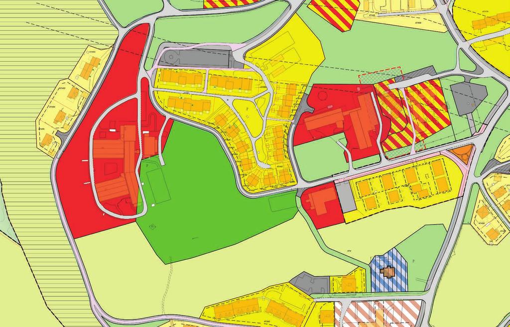 Foreslåtte endringer vist sammen med forslag til varslingsgrense På illustrasjonen er det markert hvilke endringer av gjeldende plan som foreslås.