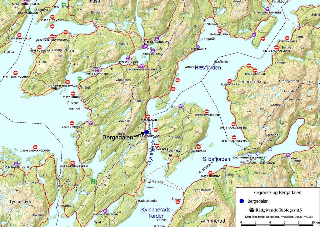 OMRÅDESKILDRING C-granskinga er utført på lokaliteten Bergadalen i Kvam herad. Lokaliteten ligg ved Bergadalen om lag 5 km sør for Mundheim i Øynefjorden (figur 1).