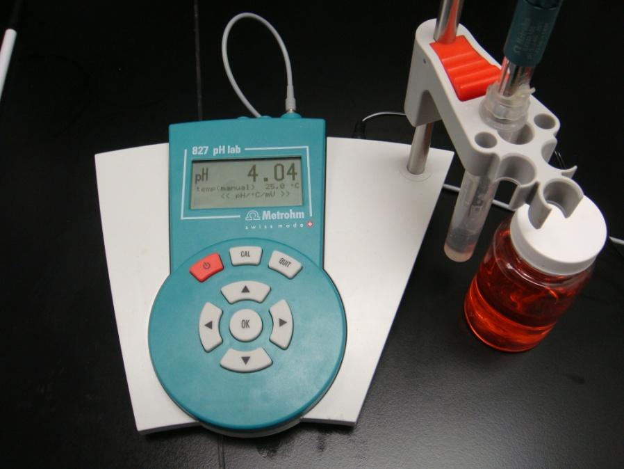 ph Measurement Measurement of acidity of Sullube 32. New fluid approximately 8.5.