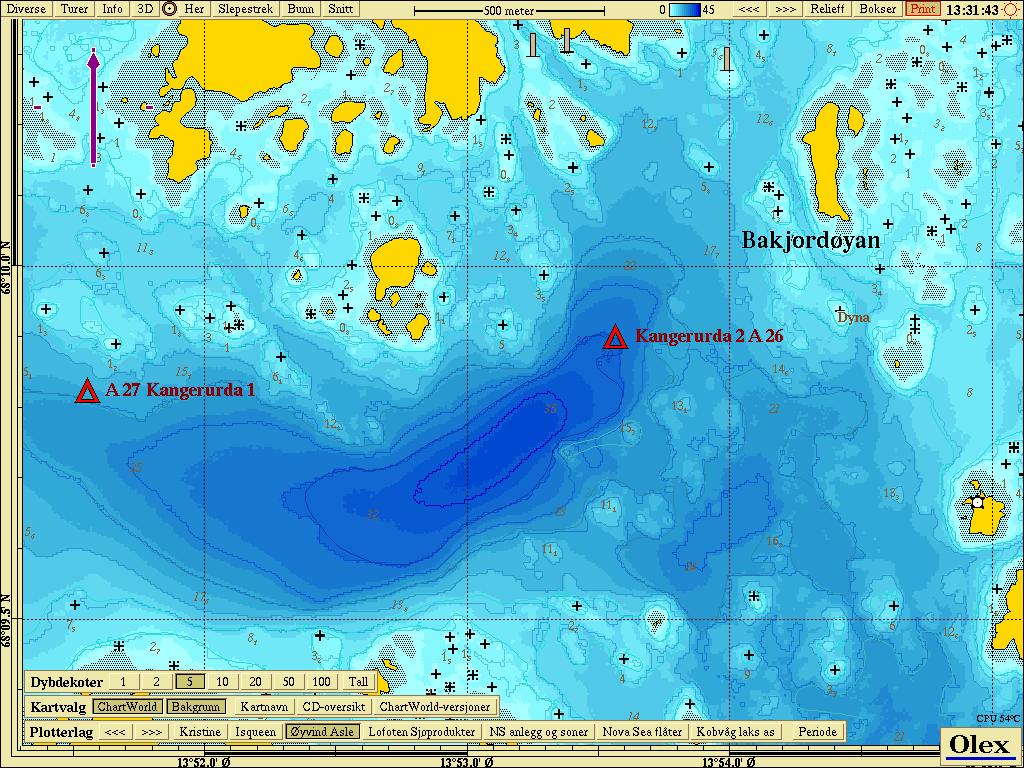 2.18 Område A26 Kangerurda 2 Akvakulturområdet Kangerurda 2 (Figur 20) er det midtre av tre mindre områder avsatt til akvakultur ytterst i Skifjorden imot Henningsværstraumen.