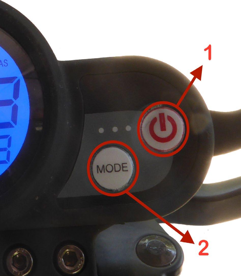 Meny-instillinger / Dashboard settings 1 = På/av / Power button 2 = Modusvalg / Mode button Meny-instillinger / Dashboard settings For å komme inn i