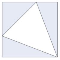 Oppgåve ( poeng) Eit kvadrat har sider med lengde 6. Kvadratet er delt i tre blå og éin kvit trekant.
