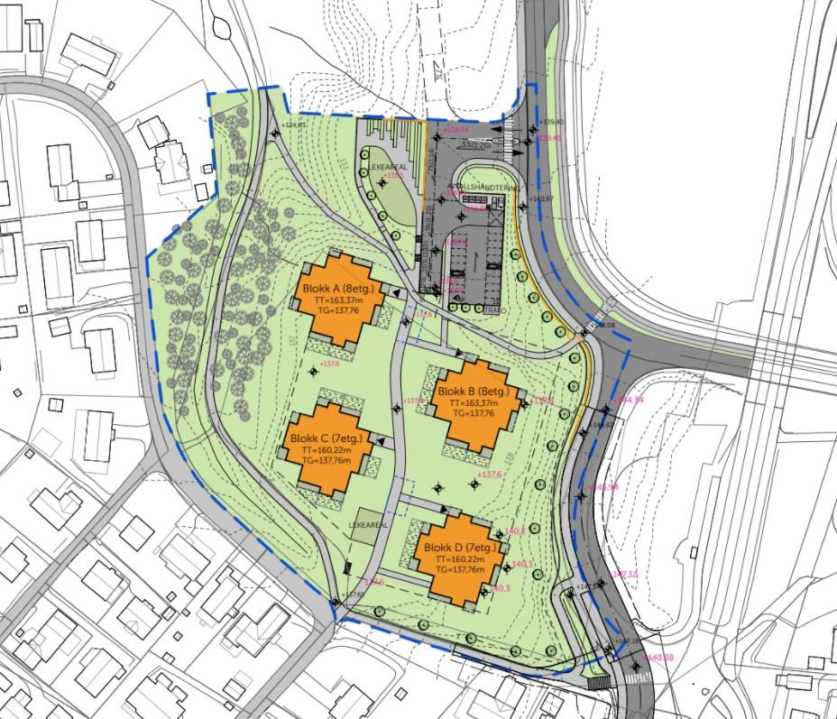 Beskrivelse av planen Planområdet får atkomst fra Sentervegen. Atkomsten er dimensjonert for utvikling av eiendommen nord for planområdet.