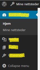 Meny Menypunkter Menyen til venstre fungerer som din editor.