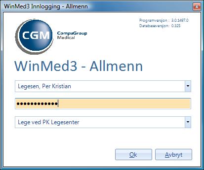 2. STARTE OG AVSLUTTE CGM ALLMENN For å logge inn trenger du et brukernavn og et passord. 2.1.