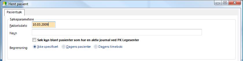 4. FINNE EN PASIENT I SYSTEMET I dette kapitlet forklarer vi hvordan du henter fram en pasient fra kartoteket.