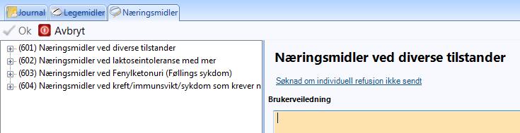 7.5.9.1. Forskrivning av næringsmidler Næringsmidler skal alltid forskrives på høyeste nivå så lenge ingen av disse er merket med stjerne.