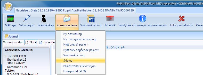 7.12. Henvisninger og andre skjema I dette kapitlet forklarer vi hvordan du henter fram og fyller ut henvisninger og andre skjemaer.