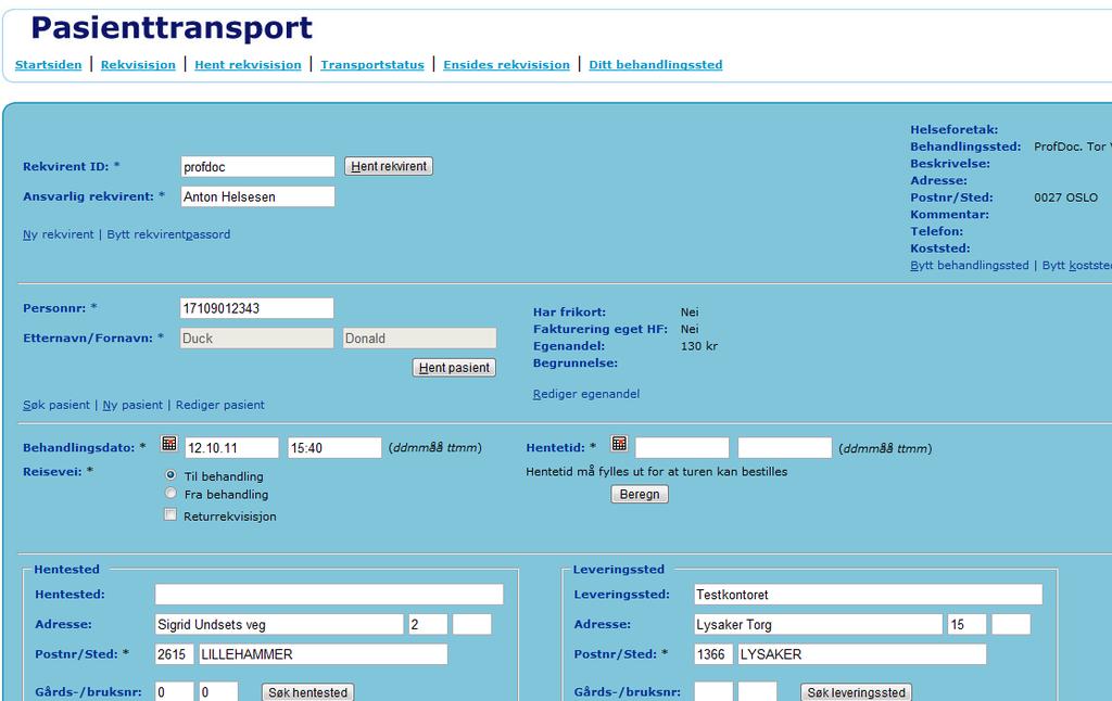 behandlingen. 2. Avslutt med Ok. Du blir nå bli videresendt til nettsiden til pasienttransport.