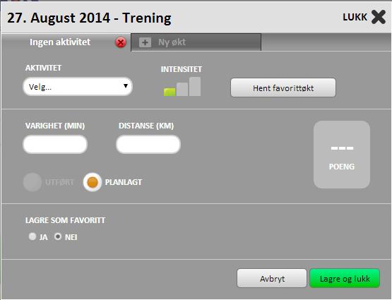 Planlegge økt: Du kan også registrere en økt som