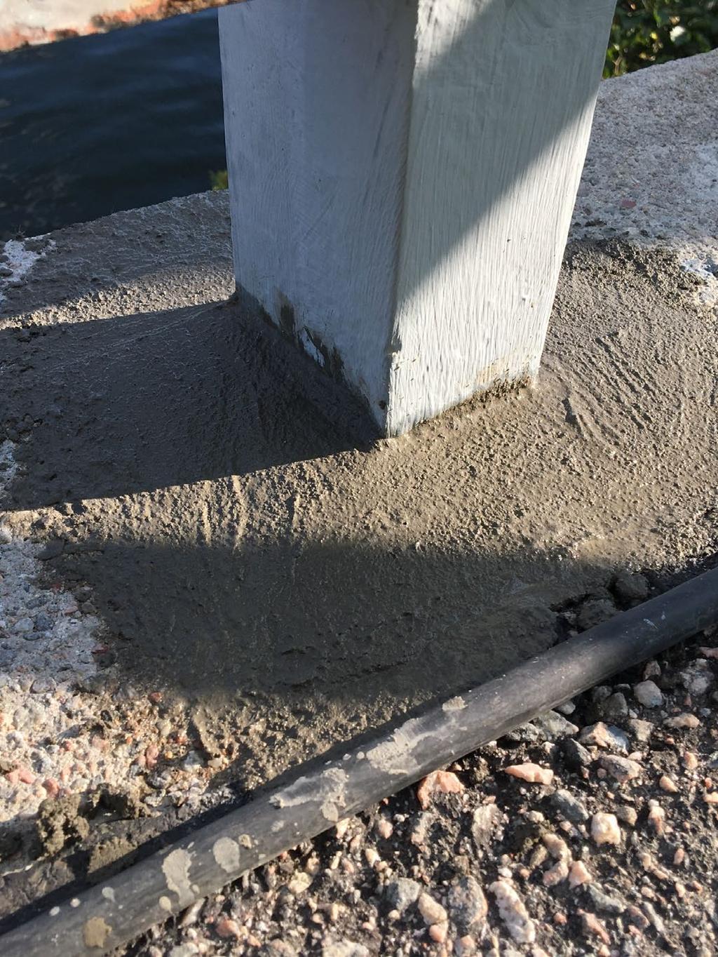 kontakt med betong och ferskvann 1 time efter