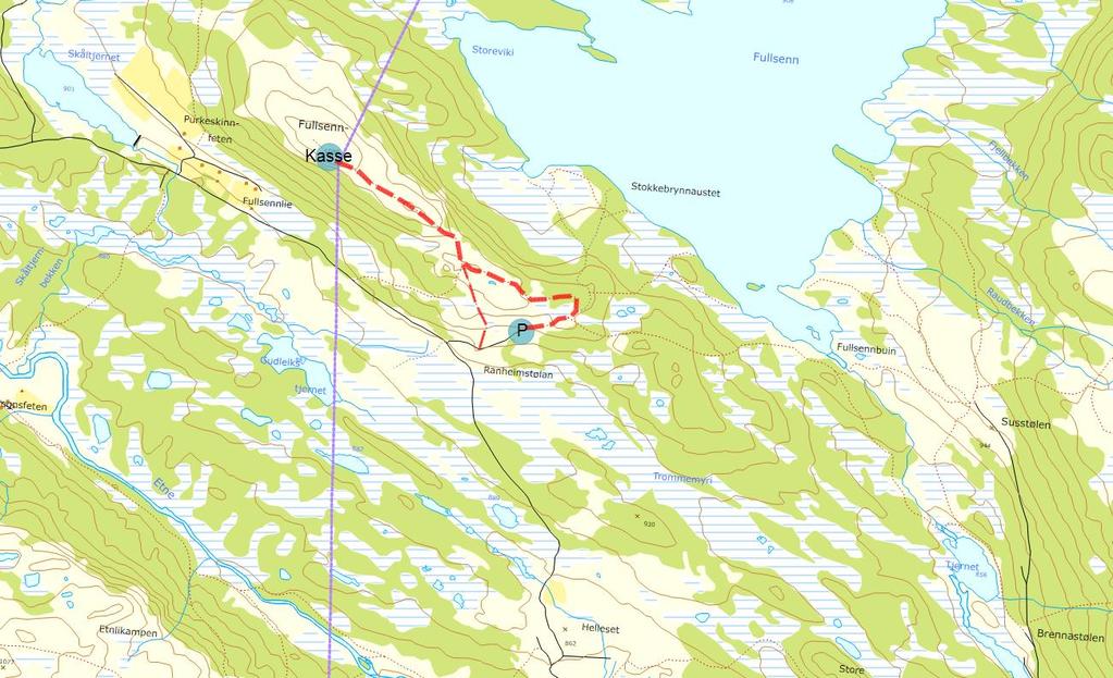 10 Fullsennknatten (1080 moh.) Kjørebeskrivelse: Kjør til Skrautvål skisenter og fortsett på Svarthamarvegen (bomveg).