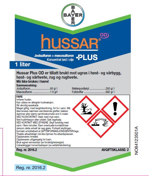 NYTT PREPARAT: HUSSAR PLUS OD HUSSAR PLUS OD: Standard dose timotei 10 ml/daa - 1.