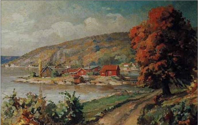 Fig 23. Husvikholmen malt av drøbakmaleren Anton Thoresen.