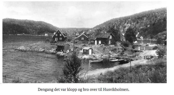 Husvikholmen, bilde antas å være fra ca 1950, men før sundet mellom holmen og fastlandet ble