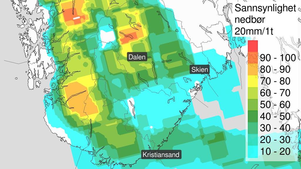 Tirsdag 30.07 Utfordrende Alvorlig Ekstremt Observert Sannsynlig Kl. 9.55 for Agder og Telemark fra 30.07 kl.10 til 18. Kl. 11.32 for Møre og Romsdal fra 30.07 kl. 23 til 31.07 kl. 6.