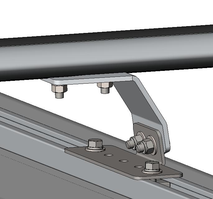 2.2.3 Center the crossbar on the vehicle, then tighten the C feet to the crossbar. NOTE: The ladder cannot extend beyond the rear bumper of the vehicle.