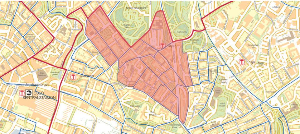 Rapport 10/2018 Figur 1 Områdeavgrensning Områdeløft Tøyen Note: Kilden er programplanen for områdeløftet for 2018, og kartavsnittet er produsert av Plan- og bygningsetaten.