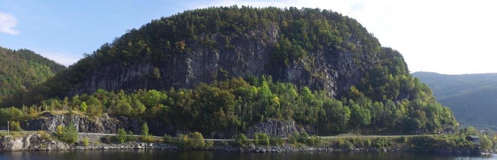 bergskjeringar stort sett utan boltesikring og det er ikkje registrert nedfall av stein frå skjering i Norsk vegdatabank.