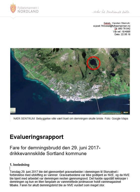 2017 Innbrudd i vannverk Bodø januar 2018 Svikt