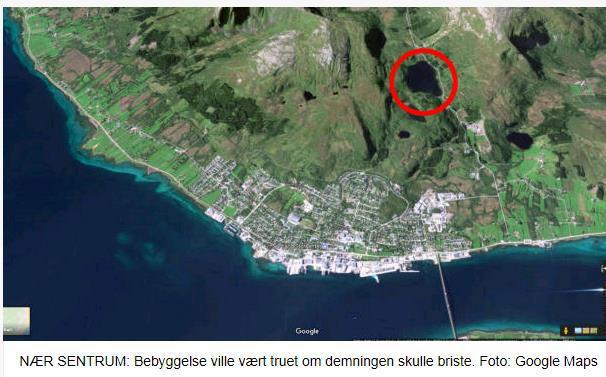 Fare for demningsbrudd drikkevannskilde Sortland, juni 2017 Gravearbeider i demningen, utskifting av rør - Hovedvannkilde for Sortland - 50