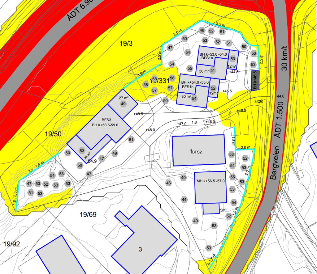 Tabell 3. Støynivå foran fasader.