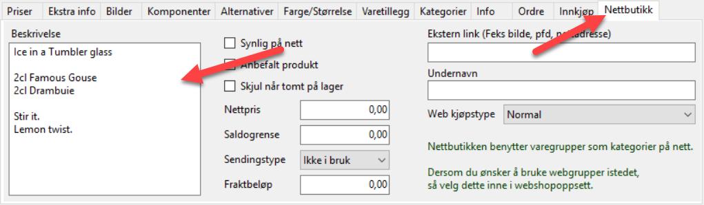 Dette for å lettere kunne sette sammen drinker, samt at det gjør bruk av statistikkdelen av PCKasse bedre. Lage Famous Grouse varen. 1. Varenavn «Famous Grouse 1cl». 2.