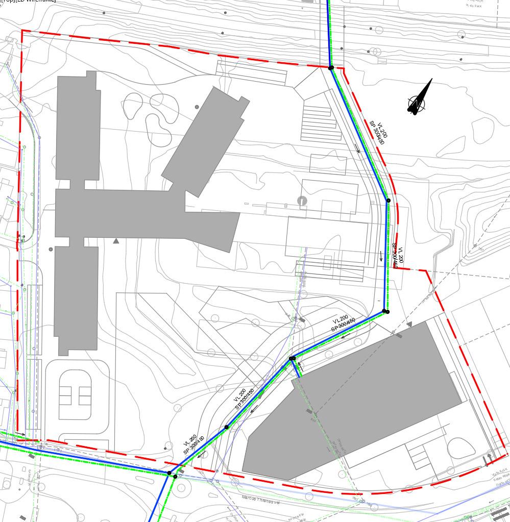 Forslag til planlagte anlegg Se vedlegg 2 for prosjekterte anlegg ved planområdet. Nye tilknytninger etableres for området.